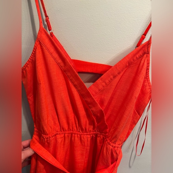 Vibrant Orange Women's jumpsuit flying tomato size small boho bold bright - Picture 9 of 9